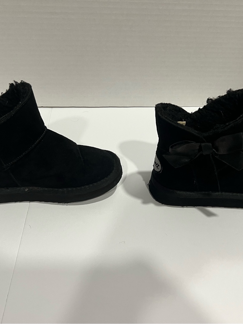 Girls  Black Pawz Bow Fleece Lined Boots Size 12